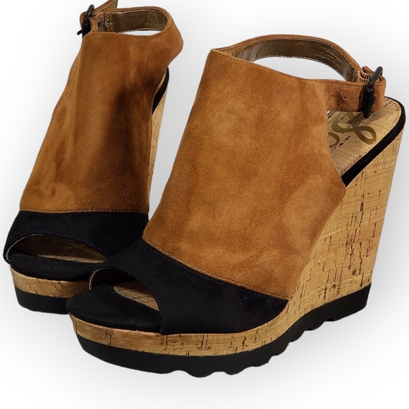 SOLD SOLD Sam Edelman Kenya Cork Peep Toe Wedges - Picture 2 of 12